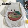 Playera para Mujer 2023 Estilo Japonés Retro Estampado Monstruo Fideos Verano Pareja Hombre y Mujer Cuello Redondo