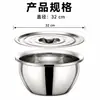 Barril de Aceite Extra Grueso Hecho a Medida, Recipiente Redondo para Manteca, Bol para Batir Huevos, Bol para Mezclar Masa con Tapa, Recipiente de Acero Inoxidable para Aceite, Bol Grande para Sopa, Recipiente para Condimentos