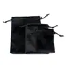Bolsa de terciopelo negro con cordón en stock, Bolsa de terciopelo con cordón para joyería, Bolsa de almacenamiento portátil para calentador de manos