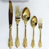 Juego de Cubiertos de Acero Inoxidable 304 Royal Court Transfronterizo, Juego de 24 Piezas de Cuchillo, Tenedor y Cuchara Estilo Occidental para 6 Personas, Tenedores y Cucharas Barrocos Antiguos