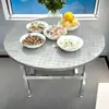 Mesa Redonda Dobrável de Aço Inoxidável Mesa de Jantar de Rua Mesa Dobrável para Barraca de Comida Mesa Dobrável Comercial para Exterior Resistente a Manchas Resistente à Sujeira Mesa Dobrável
