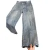 Novas Calças Jeans Lavadas Retrô com Padrão de Raio Homem Streetwear Malandro Bonito Tendência Cool Homem Versátil Design de Bolsos