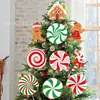 Decoración Popular Transfronteriza para Árbol de Navidad de Interior 12 Lollipops de Menta Rojos y Blancos Grandes y Lindos para la Punta del Árbol de Navidad