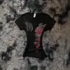 Moda Femenina Europea y Americana Ins High Street Nuevo Harajuku Tendencia Ins Camiseta Estampada de Cuello Redondo Ajustada Ropa Transfronteriza Y2K