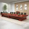 Mesa de Conferência Grande Mesa Longa Tinta Madeira Maciça Folheada Mesa de Conferência Estilo Chinês Mesa e Cadeiras para Sala de Conferência Mesa de Reunião para Escritório