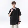 2026 Verano Nuevo Estilo Camiseta de Hombre Falsa de Dos Piezas Cuadros Patchwork Marca de Tendencia Americana Camisa Polo de Manga Corta Camiseta con Cuello para Hombre