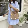 Bolsa Tote Floral de Grande Capacidade para o Dia a Dia de Mulheres 2026 Nova Bolsa de Verão/Primavera Trançada com Ponto Vazado de Ombro Único