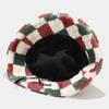 Otoño/Invierno 2022 Nuevo Sombrero de Pescador Grueso Cálido de Cuadros de Color Contrastante Protector Solar Cortavientos para Exteriores Sombrero de Cubeta Sombrero de Red para Redes Sociales