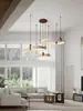 Estilo de canción estética bambú-junta mármol natural candelabro de comedor, mesa de comedor, barra de bar, sala de té Zen, estudio, lámpara de oficina larga