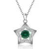 Colar Cruzado Europeu e Americano de Prata S925 Moda Amazon Estrela de Cinco Pontas para Mulheres com Corrente para Clavícula Cravejada com Diamantes de Doze Pedras de Nascimento