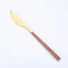 Cuchillo, Tenedor y Cuchara de Acero Inoxidable Estilo Occidental, Vajilla con Patrón de Madera Portuguesa, Vajilla Creativa Estilo Japonés con Mango de Pinza, Cuchillo y Tenedor para Steak