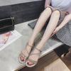 Sandalias de Strass para Mujer de Celebridad de Internet Verano 2026, Tallas 32-42, Versátiles Casuales con Punta Abierta, Planas, Suela Fina, Sandalias Romanas