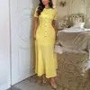 Vestido Longo Manga Curta com Botões Estilo Simples e Elegante Europeu e Americano Diyun Roupas Femininas Outono e Inverno 2025 Site Independente da Amazon