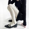 Leggings Grises Vintage de Lunares para Mujer Otoño e Invierno Terciopelo Lunares Puros Pantimedias Ajustadas Blanco Leche Calentadores