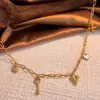 Collares y Pulseras Europeos y Americanos de Acero Inoxidable, Joyería de Estilo Cadena de Empalme de Lujo Ligero y Gama Alta, Acero de Titanio Chapado en Oro de 18 Quilates Que No Se Desvanece