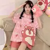 Pijama de Verano 200 jin para Mujer, Individual, Dibujos Animados, Manga Corta, Shorts, Talla Grande de Verano, Holgado, Estilo Verano, Ropa de Casa para Mujer
