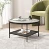 Mesa de centro de cristal sencilla nórdica para sala de estar, apartamento, mesa de centro redonda de doble capa