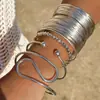 Moda Retro Transfronteriza Europea y Americana Pulseras en Capas Exageradas Geométricas Simples Patrón de Olas Flor Abierta Lisas