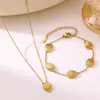 Nuevo Set de Pulsera y Collar con Estuche de Acero de Titanio para Mujer, Moderno y Sencillo, Chapado al Vacío en Oro de 18K, No se Desvanece, Venta al por Mayor