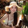 Pendientes Grandes de Flor Estilo Vacaciones de Verano en la Costa, Pendientes Exagerados de Paja Bohemia para Mujer, Perfectos para Fotos