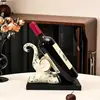 Suporte de vinho estampado estilo vintage, ornamento criativo de animal de luxo leve para decoração de sala de estar, rack de TV e adega em casa, atacado