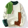 Suéter de punto patchwork de bloques de color con flecos, cosido a mano, talla europea grande, superventas transfronterizo para hombres y mujeres, suave y acogedor, venta al por mayor de fábrica para otoño e invierno