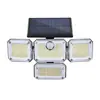 Lámpara de Pared Solar de Tres Cabezales con 333 LEDs Integrados, Lámpara Solar de Cuatro Cabezales para Exteriores con Sensor de Movimiento Humano, Múltiples Cabezales para Patio