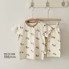 Coelho de Pão 2026 Primavera/Verão Novo Conjunto de Pijama de Algodão Mule para Crianças Meninos e Meninas Manga Curta Calça Gola Redonda Roupa de Ar Condicionado