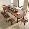 Mesa de té grande de madera de nogal sudamericano, mesa de té de madera maciza estilo chino nuevo, mesa de preparación de té de alta gama, mesa de té para sala de té, mesa de té estilo Zen para oficina