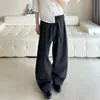 Pantalones casuales de rayas finas estilo americano 2026, de doble pliegue, fluidos, unisex, retro, de corte holgado, largos hasta el suelo, pantalones largos de moda