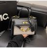 Bolso Kelly Portátil de Alta Calidad con Contraste de Texturas y Costuras de Color para Mujer, Nuevo Bolso de Hombro Cruzado Casual Retro Transfronterizo