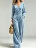 2026 Xun Ropa Femenina Transfronteriza Otoño/Invierno Nuevas Llegadas Estación Independiente AliExpress Moda Color Sólido Traje de Pantalón Irregular de Terciopelo