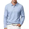 Camiseta Masculina Europeia e Americana de Outono, Solta, de Linho, Simples, Gola Redonda, Manga Longa, Cor Sólida, Versátil, Casual de Negócios