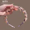 Faixa de Cabelo Flor de Cristal Exquisita Rede Social Luxo Leve Pente de Dente Faixa de Cabelo Japonesa Coreana Nova Crânio Superior Prensa de Cabelo Acessórios de Cabelo para Saída para Mulheres