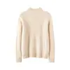 Suéter grueso de cachemir para mujer, cuello medio alto, jersey holgado, suéter grueso de punto trenzado, top de punto base de cuello alto para otoño e invierno