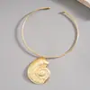 Collar con Colgante de Caracola con Textura Metálica Transfronterizo Europeo y Americano, Cadena para Clavícula Exagerada de Moda Vintage, Accesorio de Cuello de Gama Alta de Nicho