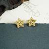 Elegantes Pendientes Vietnamitas de Oro Arena, Pendientes Sencillos Brillantes con Textura de Escamas de Dragón Estrella, Joyería Transfronteriza de Diseño Moderno para Mujer