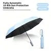 Paraguas automático con mango de aro grande, resistente al viento, paraguas con protección solar con recubrimiento negro, plegable con gancho, para hombres y mujeres, ampliado y engrosado, paraguas de protección solar