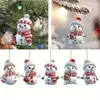 Boneco de Neve Fofo Desenho Animado Árvore de Natal Pingente Plano 2D Decoração de Natal Transfronteiriça Pingente de Carro Novo Produto Ornamento