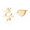 Brincos Mini Clássicos Simples e Estilosos Aço Inoxidável Banhado a Ouro 18K Brincos de Gato Quebra-Cabeça Dinossauro Floco de Neve