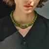 Collar de piedra real de color verde, estilo europeo y americano, de moda, con dopamina Mori, collar retro de alta gama.