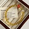 Pulsera Jinpo Ágata Roja del Sur Perla Natural para Mujer Simple Hecha a Mano Diseño Cuerda Sangrante Pulsera de Cuentas B3336