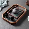 Bandeja de Vidro Begônia Poligonal Novo Estilo Chinês Bandeja de Chá Romboidal Prato de Sobremesa de Madeira Sólida Bandeja de Armazenamento para Utensílios de Chá Cerimônia do Chá
