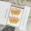 Estilo Férias Contas de Vidro Olho de Gato Flor de Amassar Estéreo Blush Unhas Vestíveis de Comprimento Médio Manicure Feita à Mão Unhas Postiças