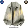 Jaqueta de lapela retro americana de alta qualidade da marca NASA para homens, moda casual de outono, peça externa elegante e luxuosa