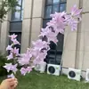 Flores artificiais de estrela de cinco pontas estilo Monet com 2 hastes, flores falsas para decoração de casamento e casa, atacado