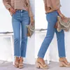 Rastreável para a Europa transfronteiriça e os Estados Unidos nove pontos branco rebarba Calça jeans reta calça tubo de fumaça TEMU Amazon explosões gregas