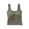 Camisola de cuello cuadrado de algodón puro con cinturón y almohadillas para el pecho, para mujer, para uso interior y exterior, con espalda en U, corta, sin mangas, cómoda y bonita.