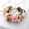 Guirlanda de flores artificiais de rosa nova transfronteiriça, adorno de cabeça, atacado, feito à mão, rosa, tecido boutique, adorno de cabeça de noiva, faixa de cabelo