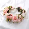 Tiara de Guirlanda de Flores Artificiais Estilo Floresta para Meninas, Noiva, Sessão de Fotos de Casamento, Tiara de Tecido Margarida Rosa